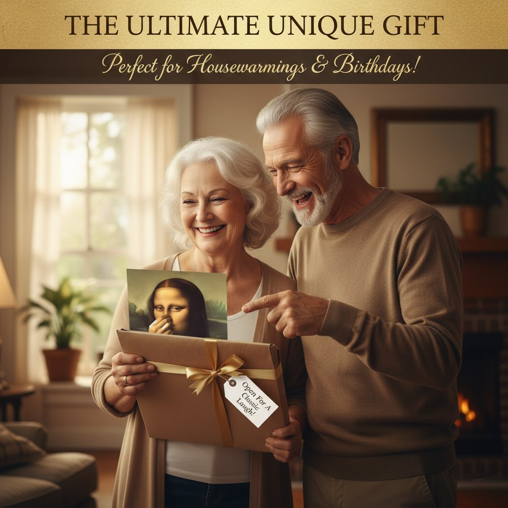 🎨 „Мона Лиза с нос“ – Уникална картина за баня върху водоустойчиво платно 🎁