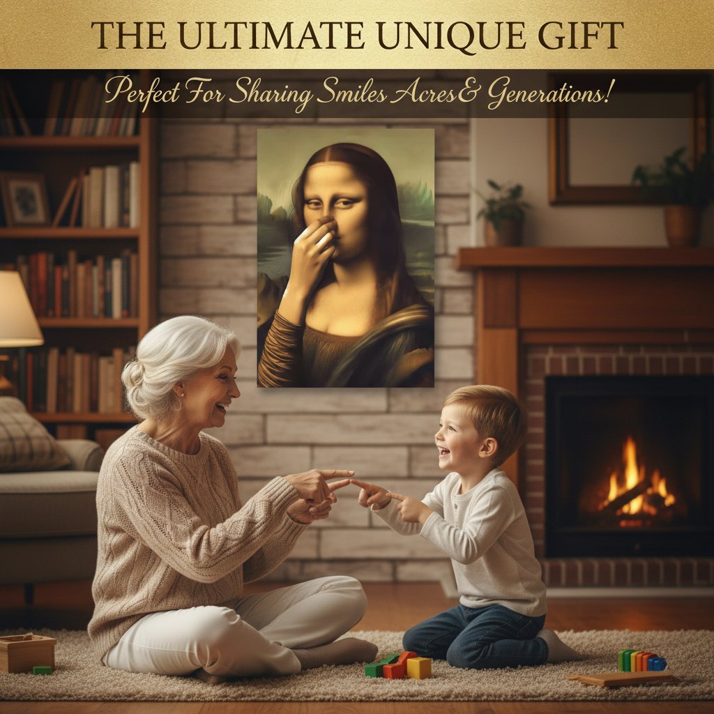 🎨 „Мона Лиза с нос“ – Уникална картина за баня върху водоустойчиво платно 🎁