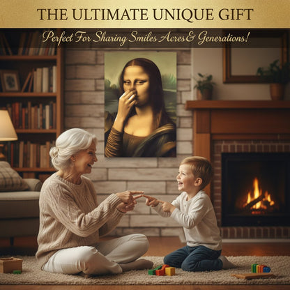 🎨 „Мона Лиза с нос“ – Уникална картина за баня върху водоустойчиво платно 🎁